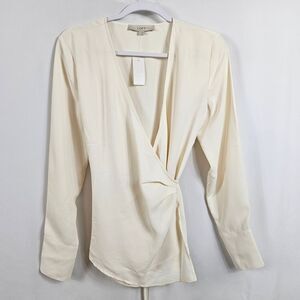 NWT LOFT Wrap Blouse In Cream - Size S